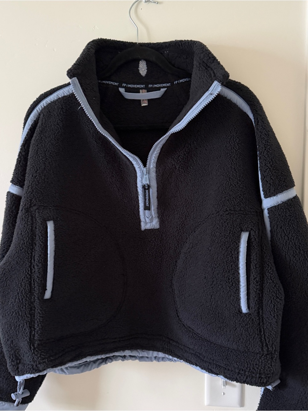 Free People Mountain High Half-Zip fleece Black/Blue Grey combo
